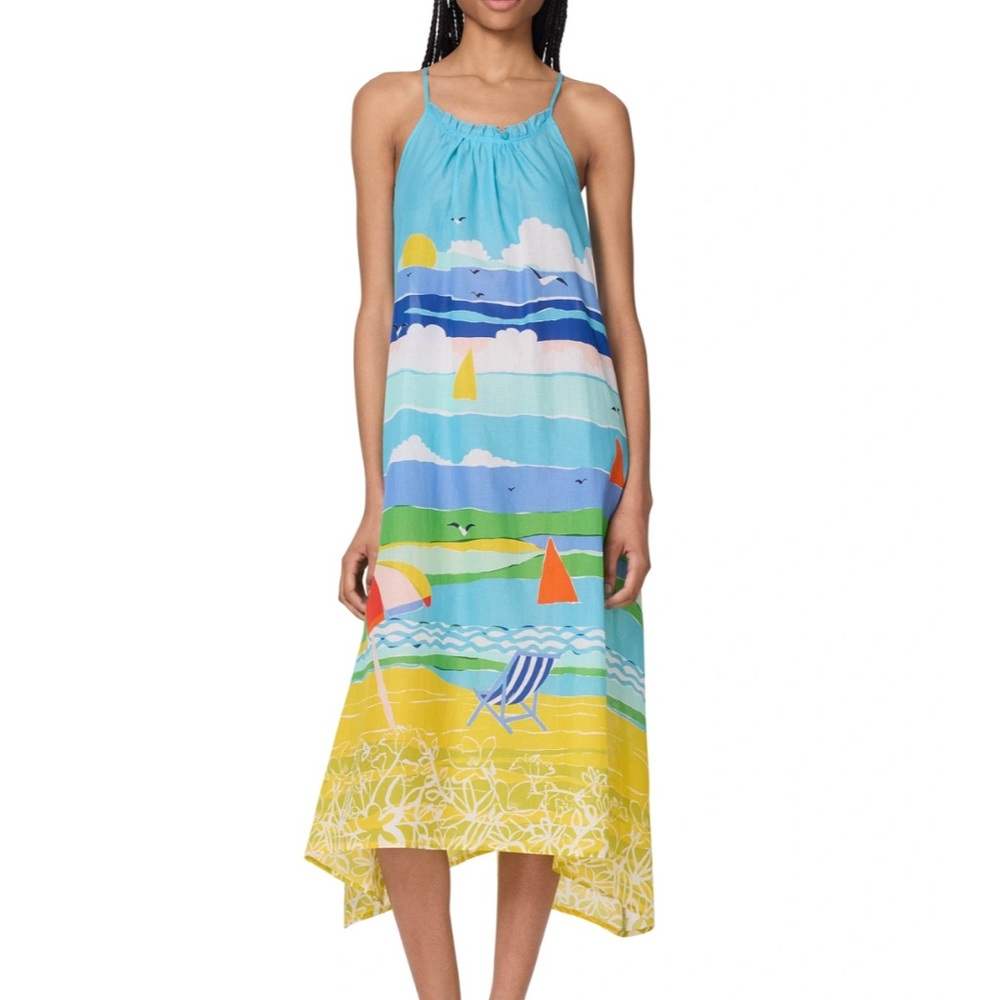 kate spade new york Shirred Ruffle Maxi Cover Up Dress - Summer Day NWT
